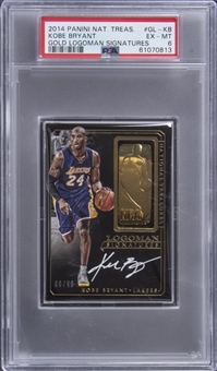 2014-15 Panini National Treasures "Gold Logoman Signatures" #GLKB Kobe Bryant Signed Card (#06/49) - PSA EX-MT 6